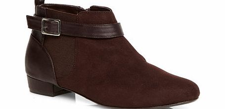 Bhs Brown Fabric Mix Low Heel Ankle Extra Wide