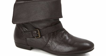 Bhs Brown Leather Turn Down Ankle Boot, brown