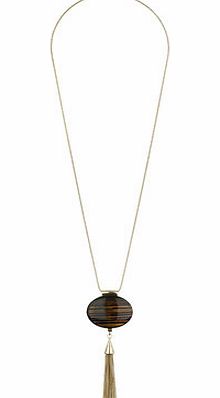 Bhs Brown Marbled Oval Pendant Necklace, brown