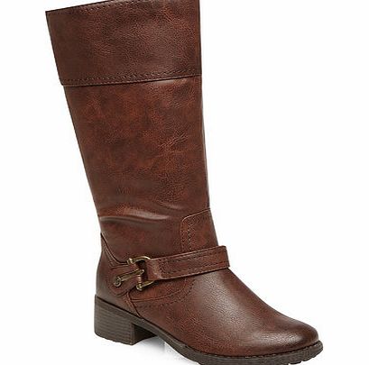 Bhs Brown Metal Trim Riding Extra Wide Boots, brown