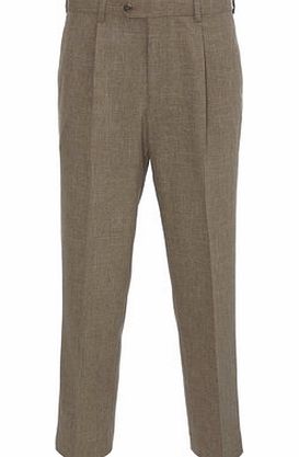 Bhs Brown Pleat Linen Look Trouser, Brown BR65L01GBRN