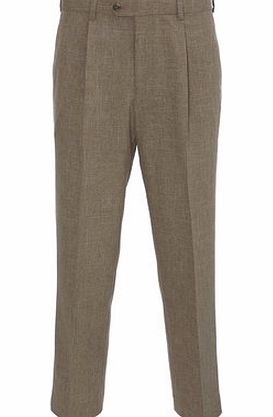 Bhs Brown Pleat Linen Look Trouser, Brown BR65L01GBRN