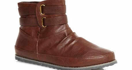 Bhs Brown Strap Comfort Ankle Extra Wide Boots,