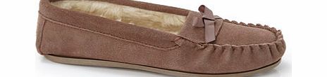 Bhs Brown Suede Moccassin Slippers, stone 6007080263