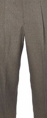 Bhs Brown Texture Pleat Front Trousers, Brown
