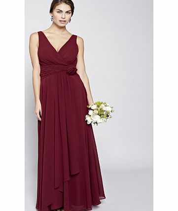 Bhs Burgundy Amber Long Bridesmaid Dress, deep red