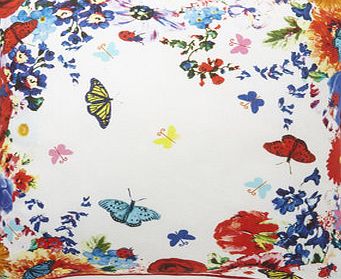 Butterfly and Flower Border Cushion, multi