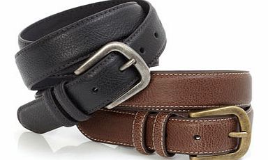 Casual Chino Twin Pack Belts, Black BR63A07DBLK