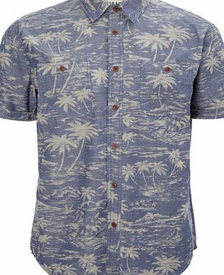 Bhs Chambray Hawaiian Print Shirt, Blue BR51T21EBLU