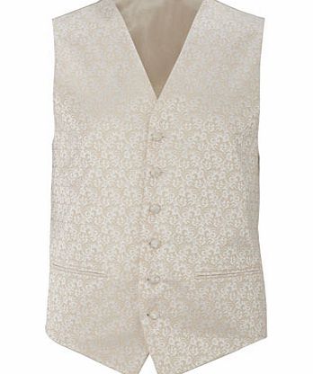 Bhs Champagne Paisley Wedding Waistcoat, Cream