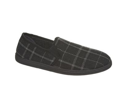 Charcoal checked slippers