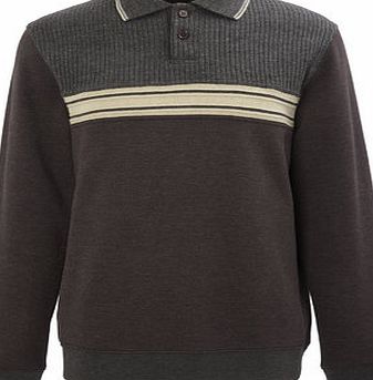 Bhs Charcoal Long Sleeve Collared Jumper, GREY MARL