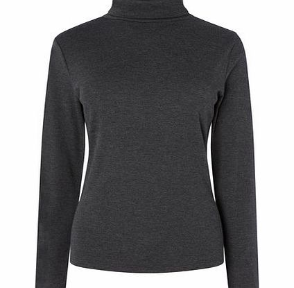 Bhs Charcoal Long Sleeve Roll Neck Top, charcoal