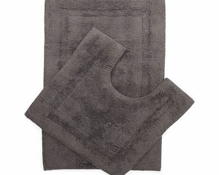 Bhs Charcoal Plain Bath and Pedestal Mat Set,