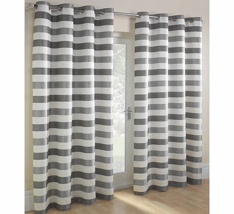 Bhs Charcoal Striped Jacquard eyelet Curtain,