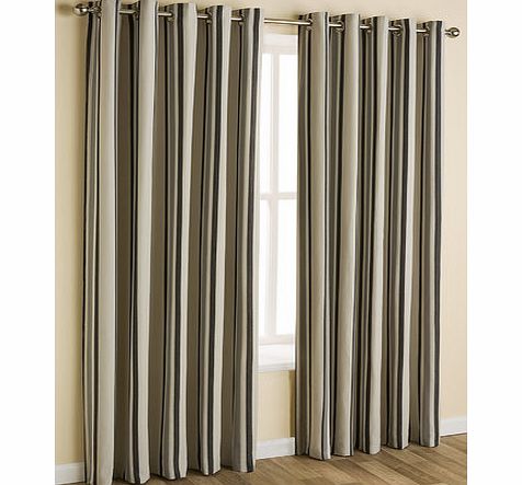 Bhs Charcoal woven stripe eyelet curtain, charcoal