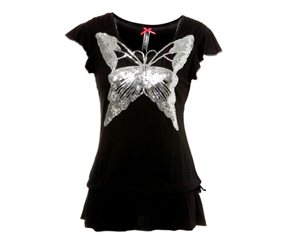 bhs Charm butterfly sequin trim top