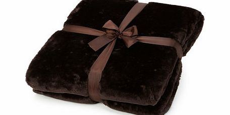 Bhs Chocolate Supersoft Faux Fur Throw, chocolate