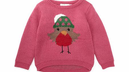Bhs Christmas Robin Jumper, pink 9267600528