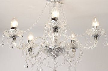 Bhs Chrome Bryony 5 Light Semi Flush Chandelier,