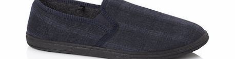 Classic Navy Check Slippers, Blue BR62F03FNVY