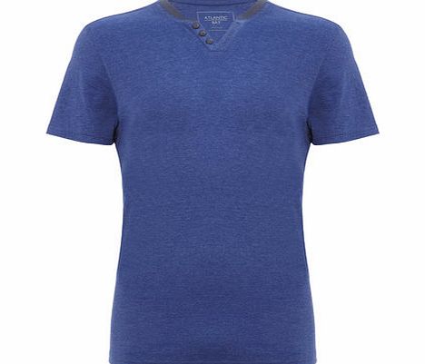 Contrast Notch Neck T-shirt, Blue BR52B06GBLU