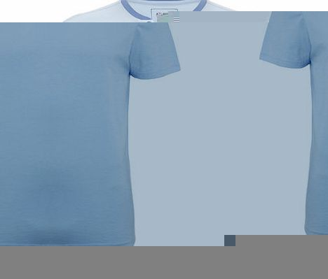 Contrast Notch Neck T-Shirt, Blue BR52B06GNVY
