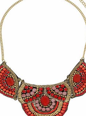 Bhs Coral Beaded Bib Necklace, coral 12171983641