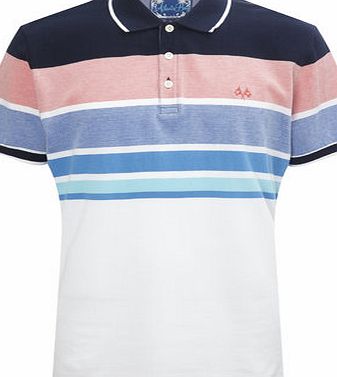 Bhs Coral Chest Stripe Polo Shirt, CORAL BR52P47GPNK