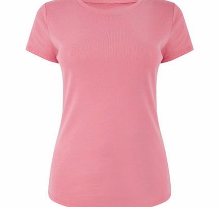 Bhs Coral Short Sleeve Crew Neck Top, coral 2424173641