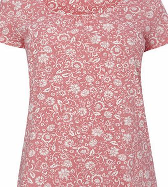 Bhs Coral Short Sleeve Swirl Floral Tee, coral