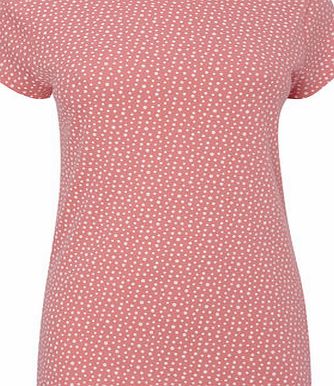 Bhs Coral Spot Print Slash Neck Top, coral 2424683641