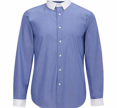 Bhs Cornflower Blue Shirt with White Collar, Blue