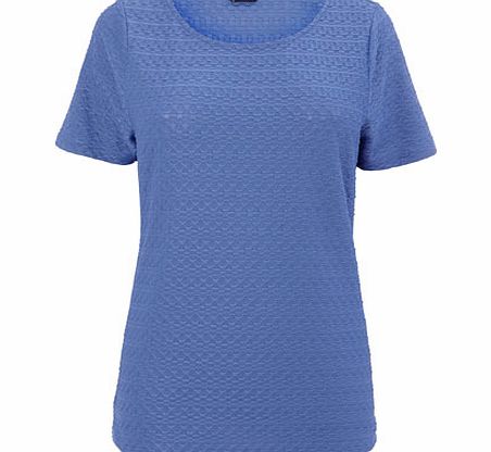 Cornflower Blue Short Sleeved Textured Scoop