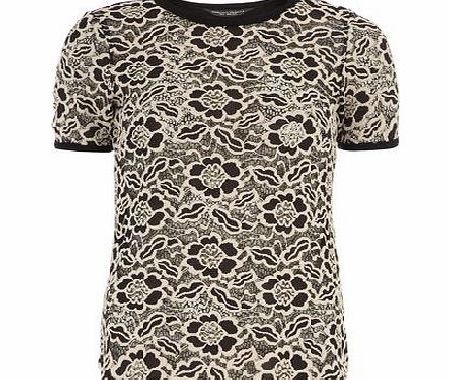 Bhs Cream and Black Lace Top, black 19129168513