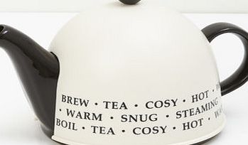 Bhs Cream and black word cosy teapot, cream multi
