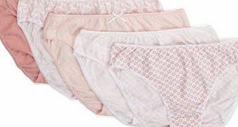 Bhs Cream and Pink Geo Floral Print 5 Pack High Leg