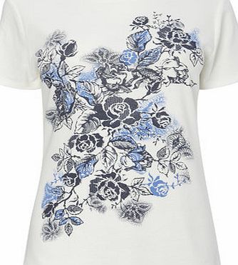 Bhs Cream Basic Rose Floral Front Print, Cream