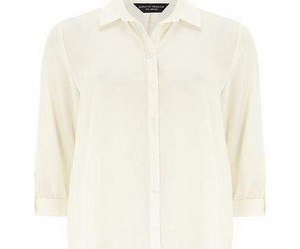 Bhs Cream Button Up Rollsleeve Shirt, cream