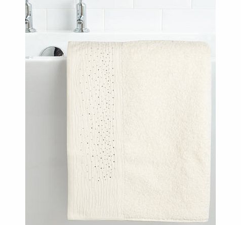 Bhs Cream Crinkle Diamante Bath Towel, cream
