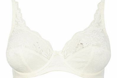 Bhs Cream Jacquard and Lace Underwired Bra, cream
