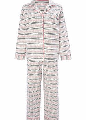 Bhs Cream Multi Fairisle Pyjama Set, cream multi