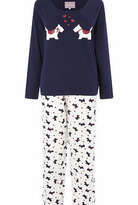 Cream Multi Scottie Gifting Pyjama, cream multi