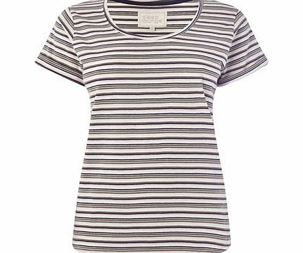 Bhs Cream Multi Stripe Leisurewear Short Sleeve Top,