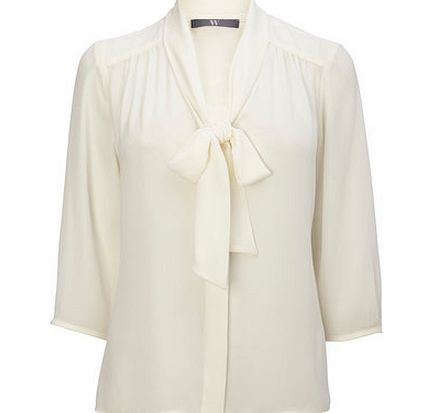 Cream Pussybow Blouse, cream 8616780005