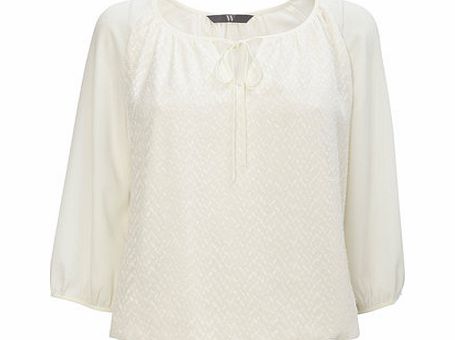 Bhs Cream Tie Front Dobby Blouse, cream 8616880005