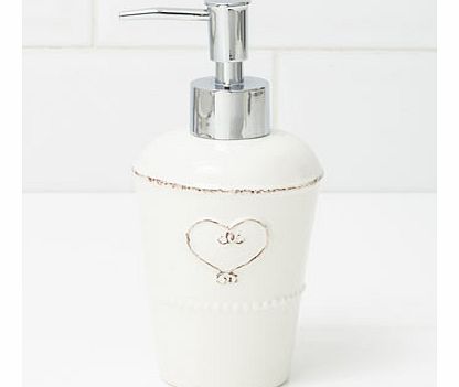Cream vintage heart soap dispenser, cream