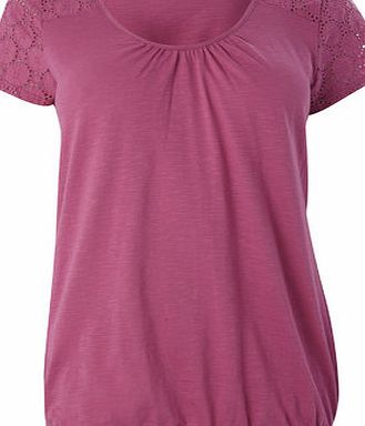 Bhs Crocus Pink Short Sleeve Broiderie Sleeve Bubble