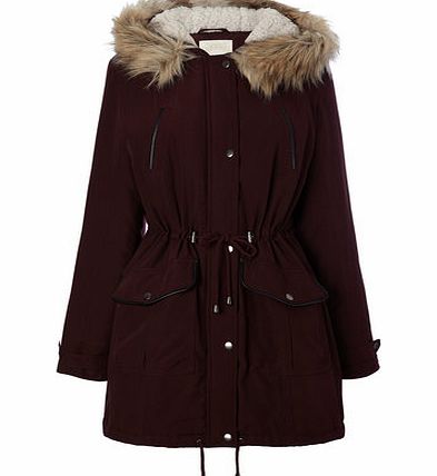 Bhs Damson Faux Fur Hood Parka, damson 9853261670