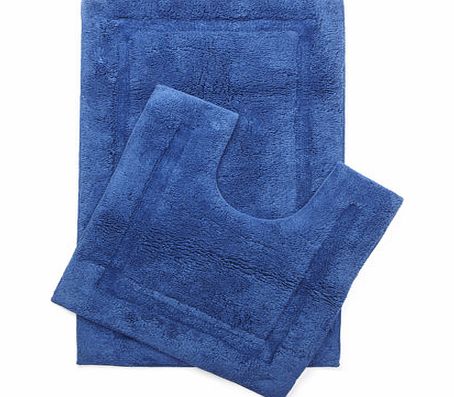 Bhs Dark blue Plain Bath and Pedestal Mat Set, dark